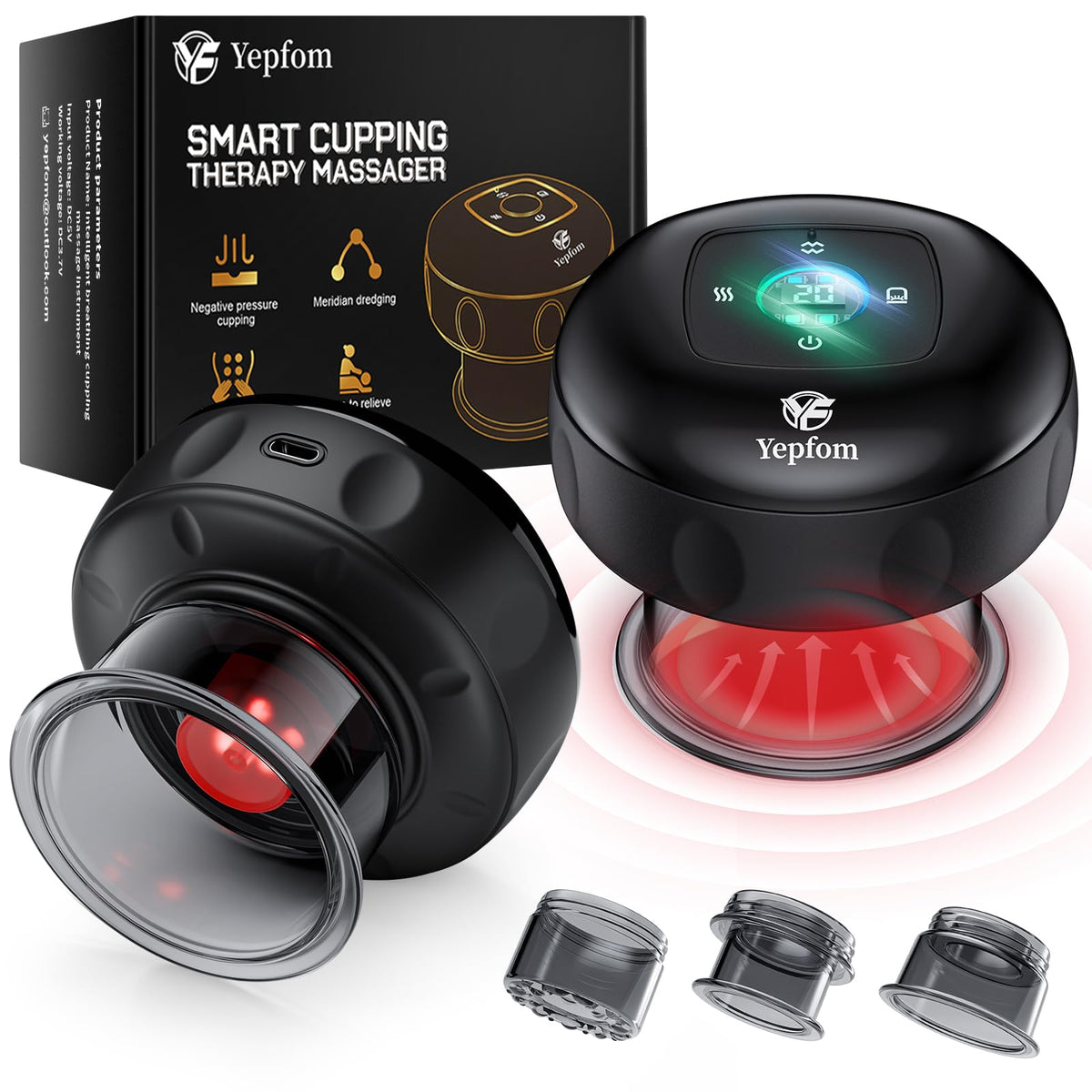 Yepfom 5-in-1 cupping set front view for home therapy