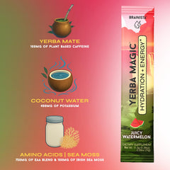 Yerba Magic zero sugar, 15 calories per serving messaging on pack image