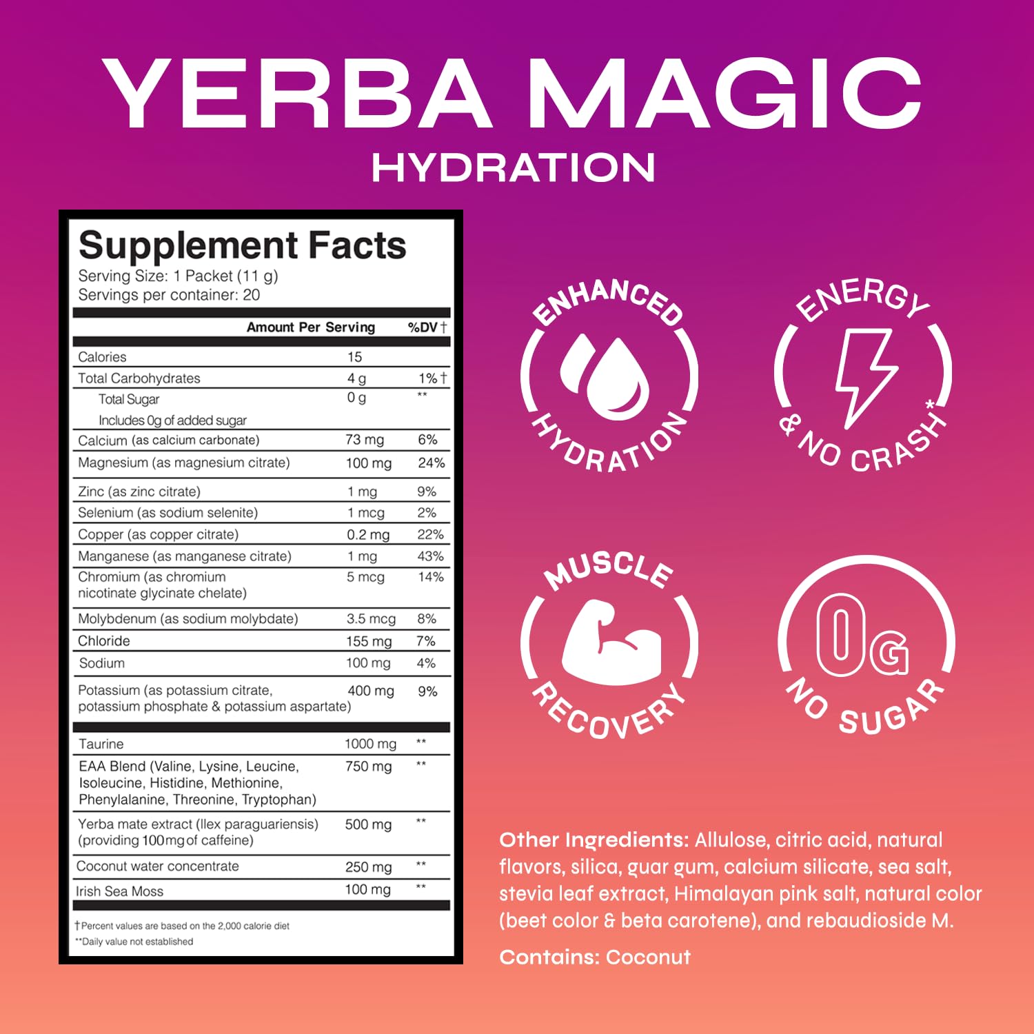 Yerba Magic Tropical Punch box with single-serve sticks for fitness and travel.