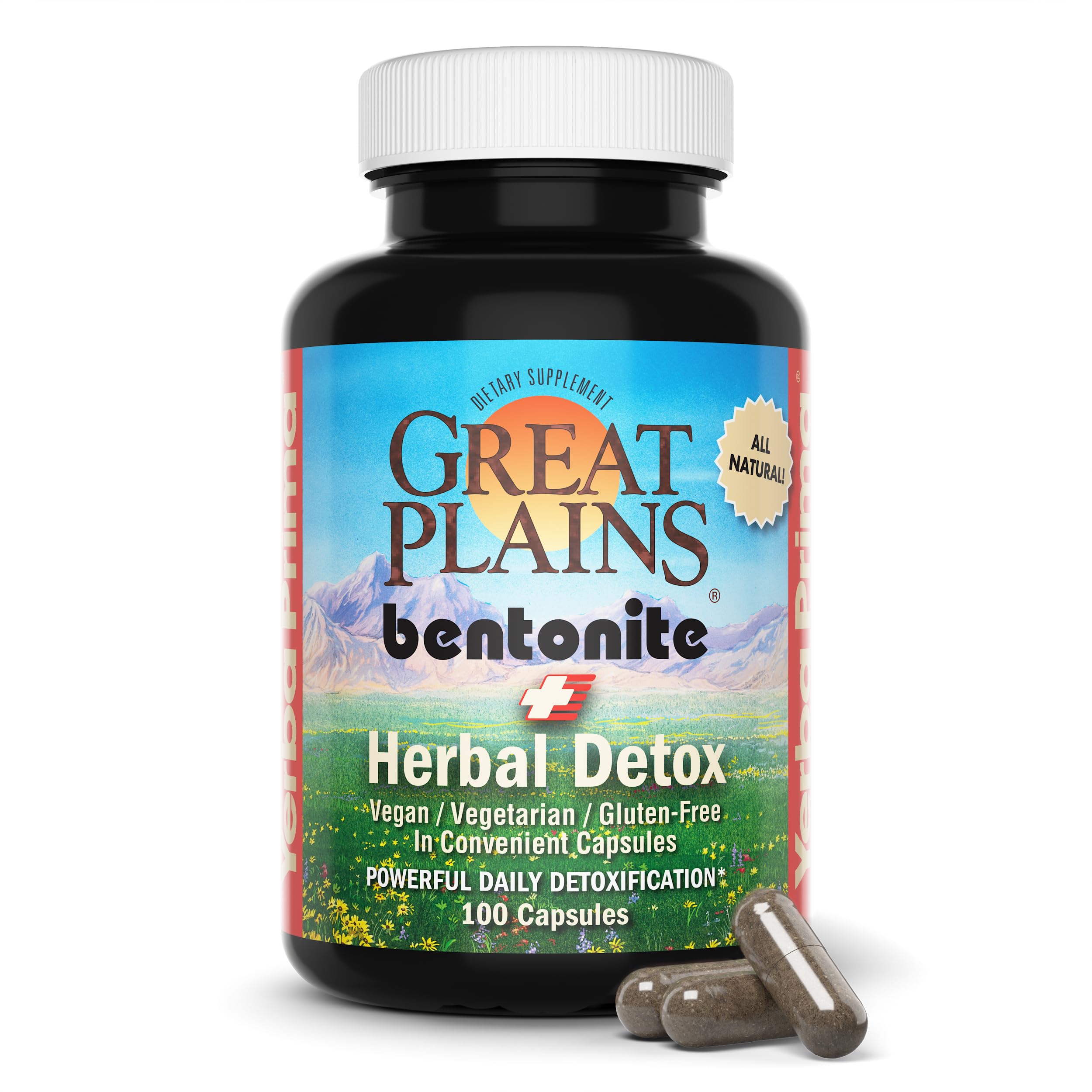Yerba Prima bentonite capsules bottle for detox support