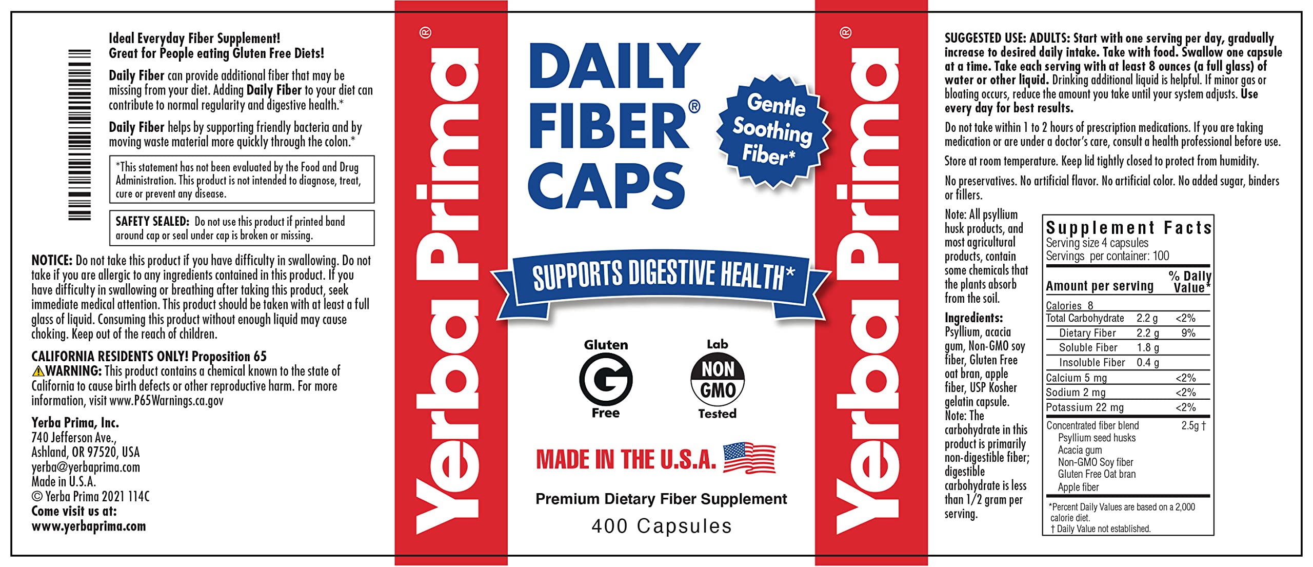 Yerba Prima Daily Fiber Caps apple fiber visual, natural source of soluble fiber benefits.