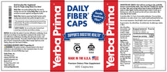 Yerba Prima Daily Fiber Caps apple fiber visual, natural source of soluble fiber benefits.