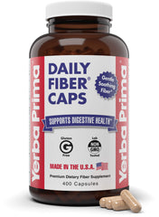 Yerba Prima Daily Fiber Caps bottle, convenient daily capsule for digestive balance.