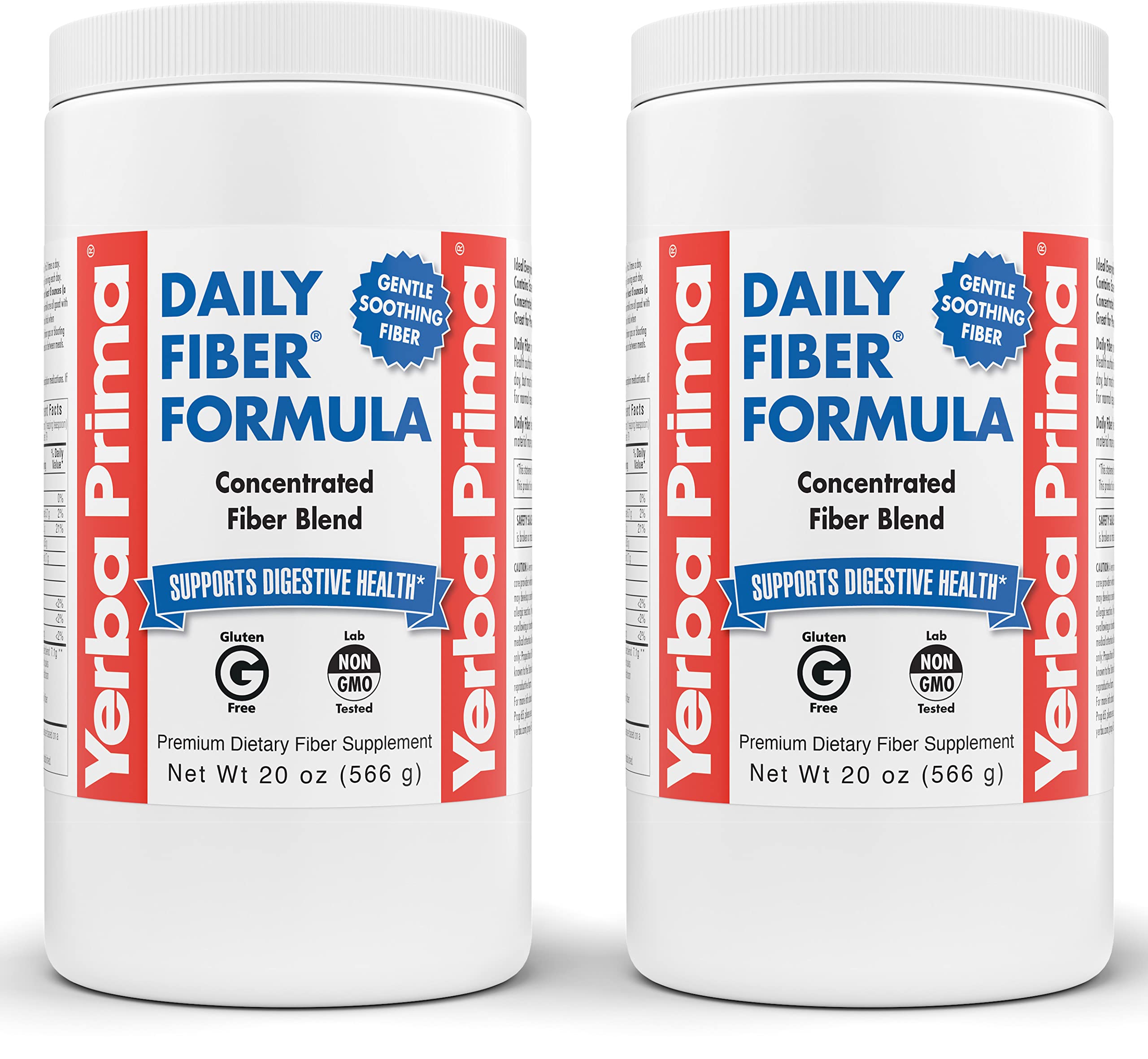Yerba Prima Daily Fiber Formula bottle with unflavored powder for versatile daily use.