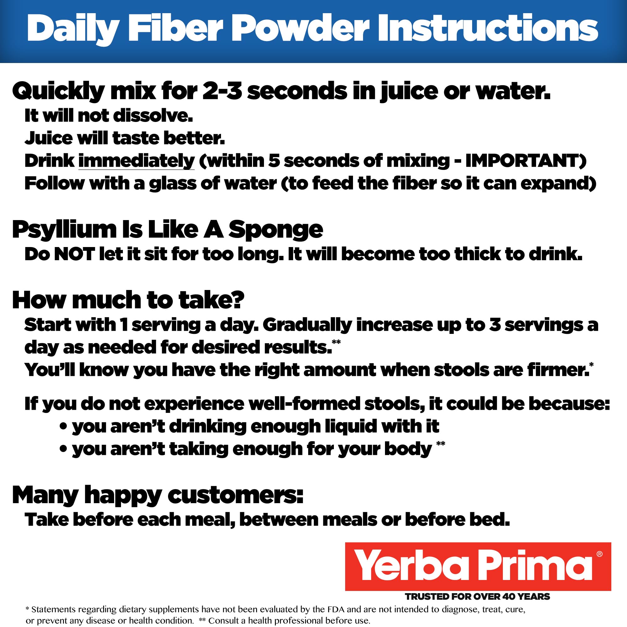 Scooper adding Yerba Prima powder into water to illustrate soluble fiber use.