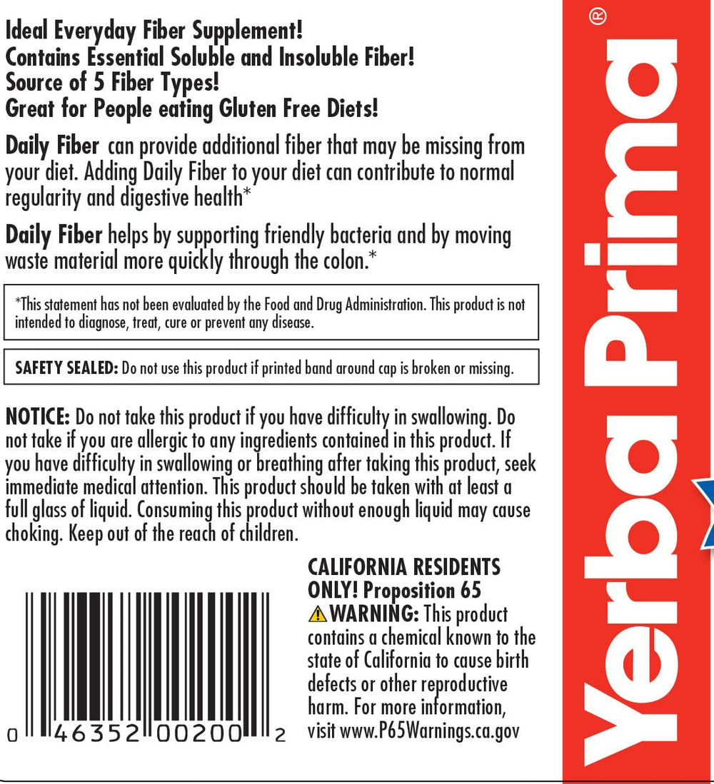 Two-tub Yerba Prima Daily Fiber Formula pack showcases convenient routine.