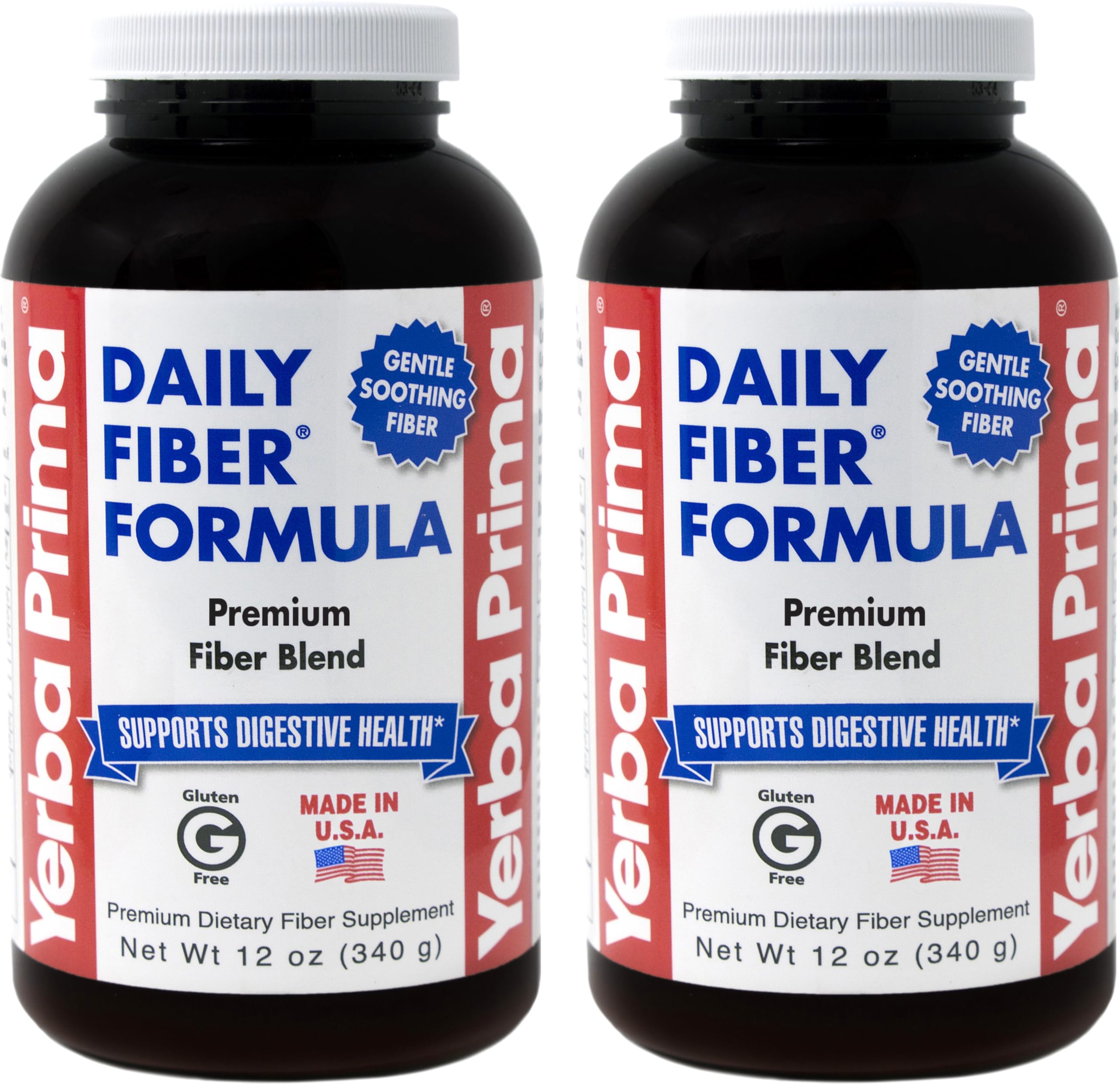 Yerba Prima Daily Fiber Formula powder in a tub for easy daily fiber support.