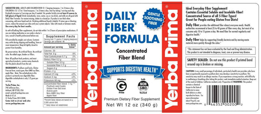 Yerba Prima Daily Fiber Formula tub closeup showing balanced fiber blend
