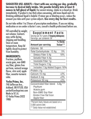 Yerba Prima orange fiber nutrition label emphasizes gluten-free, non-GMO features.