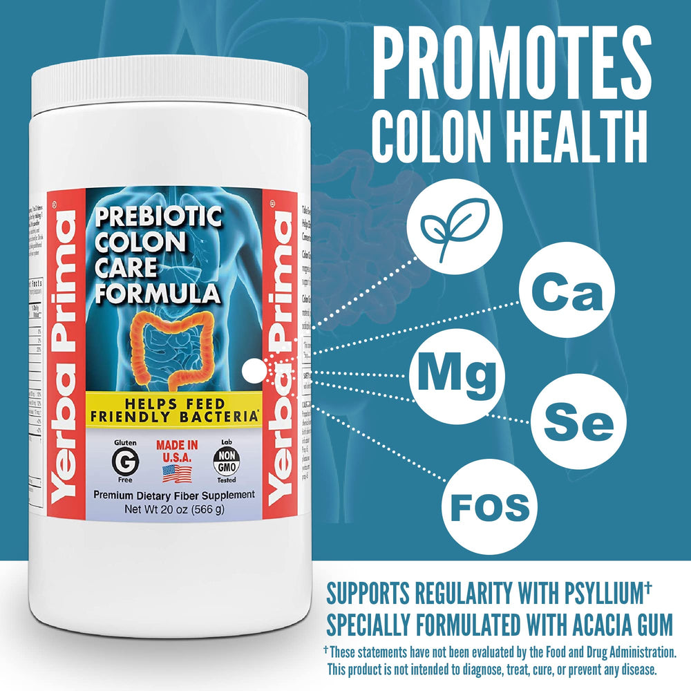 Yerba Prima FOS prebiotic supports gut flora for digestion.