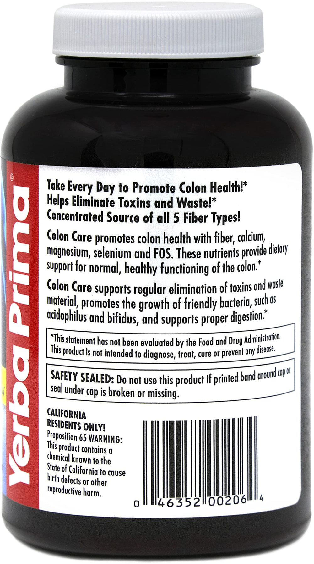 Yerba Prima FOS prebiotic growth complex capsules close-up
