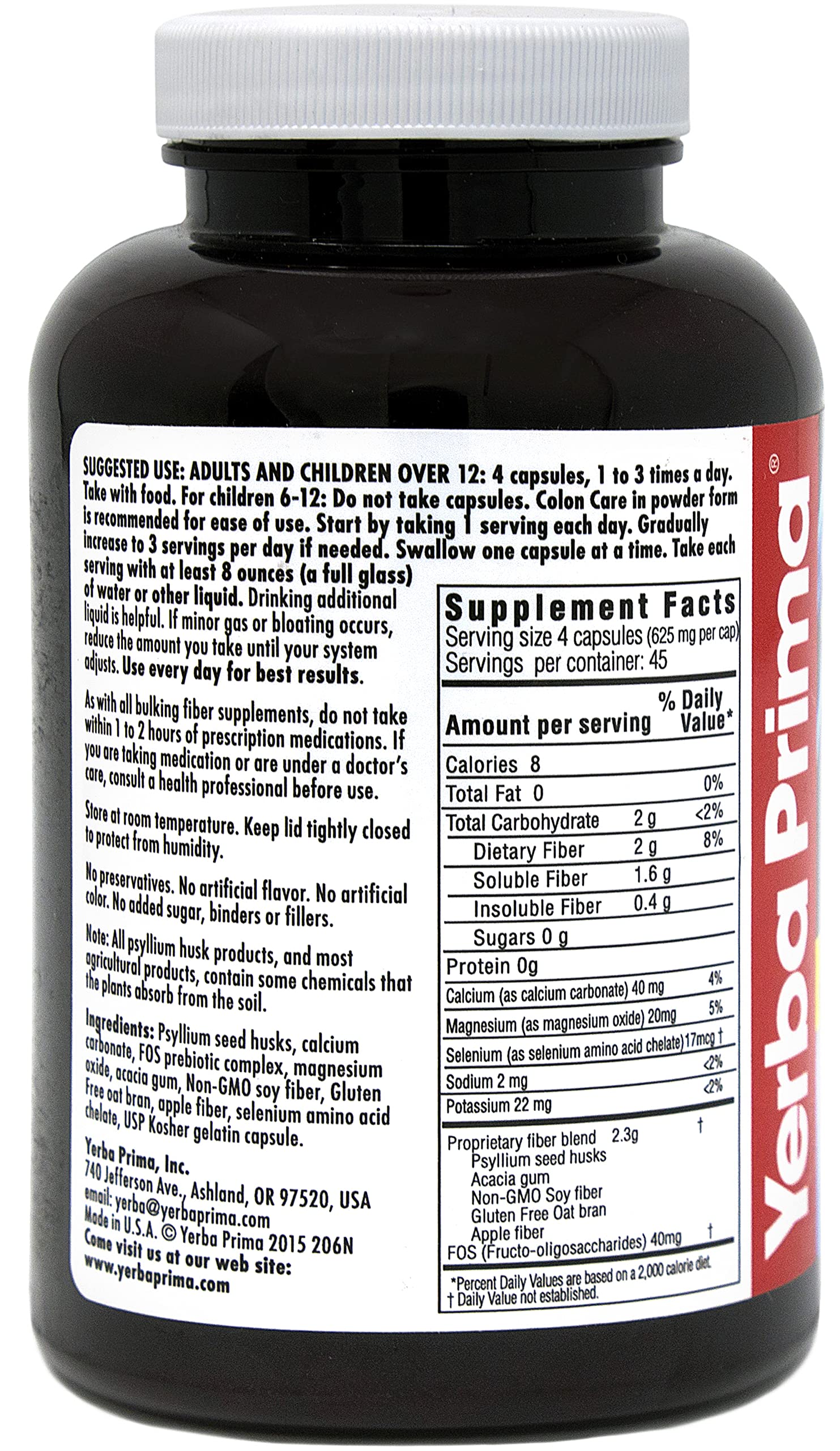 Yerba Prima gluten-free, non-GMO USA-made bottle with label