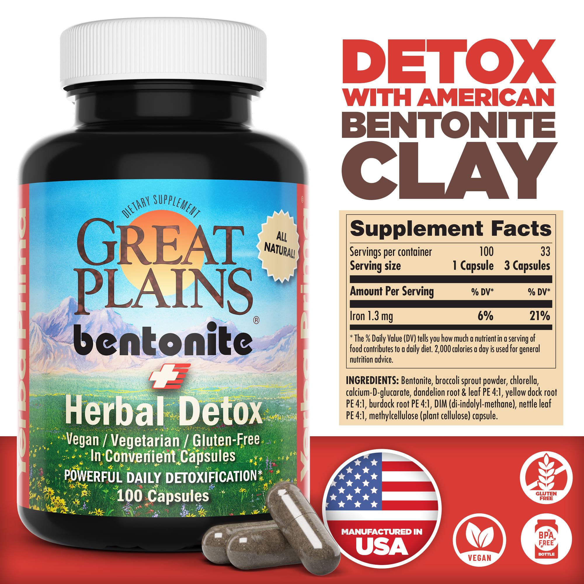 Yerba Prima herbal detox ingredients label with broccoli sprouts