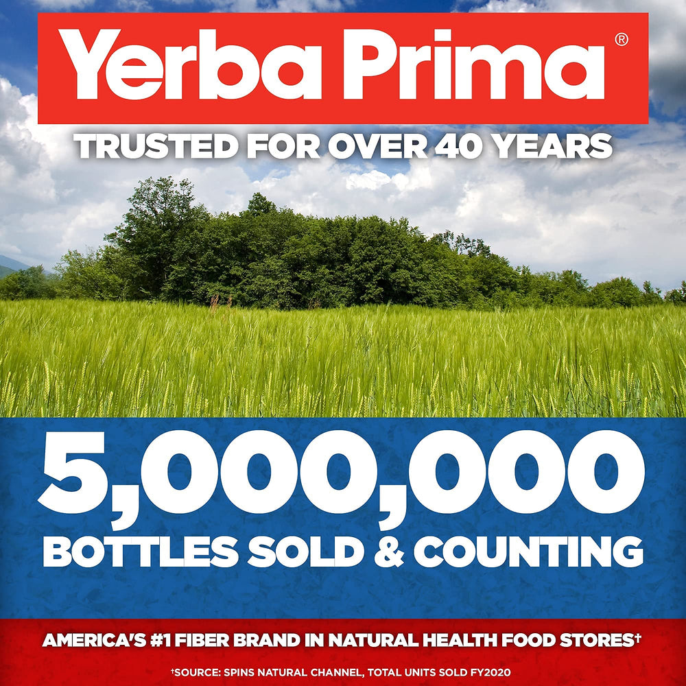 Yerba Prima Psyllium product badge for gluten-free and vegan options