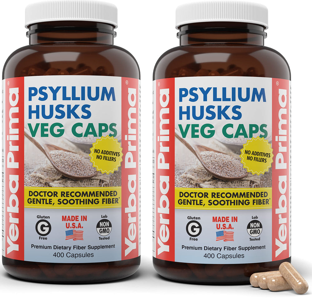 Yerba Prima Psyllium Husk Capsules bottle for easy daily fiber