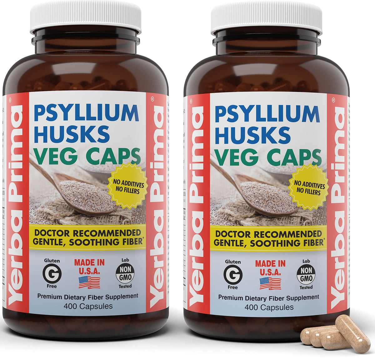 Yerba Prima Psyllium Husk Capsules bottle for easy daily fiber