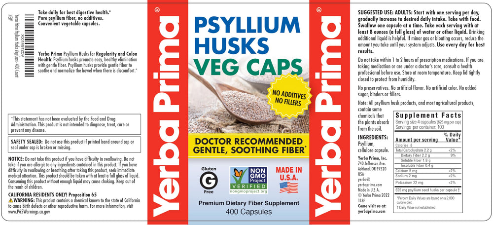 Pouring Yerba Prima psyllium capsules into a glass for daily routine