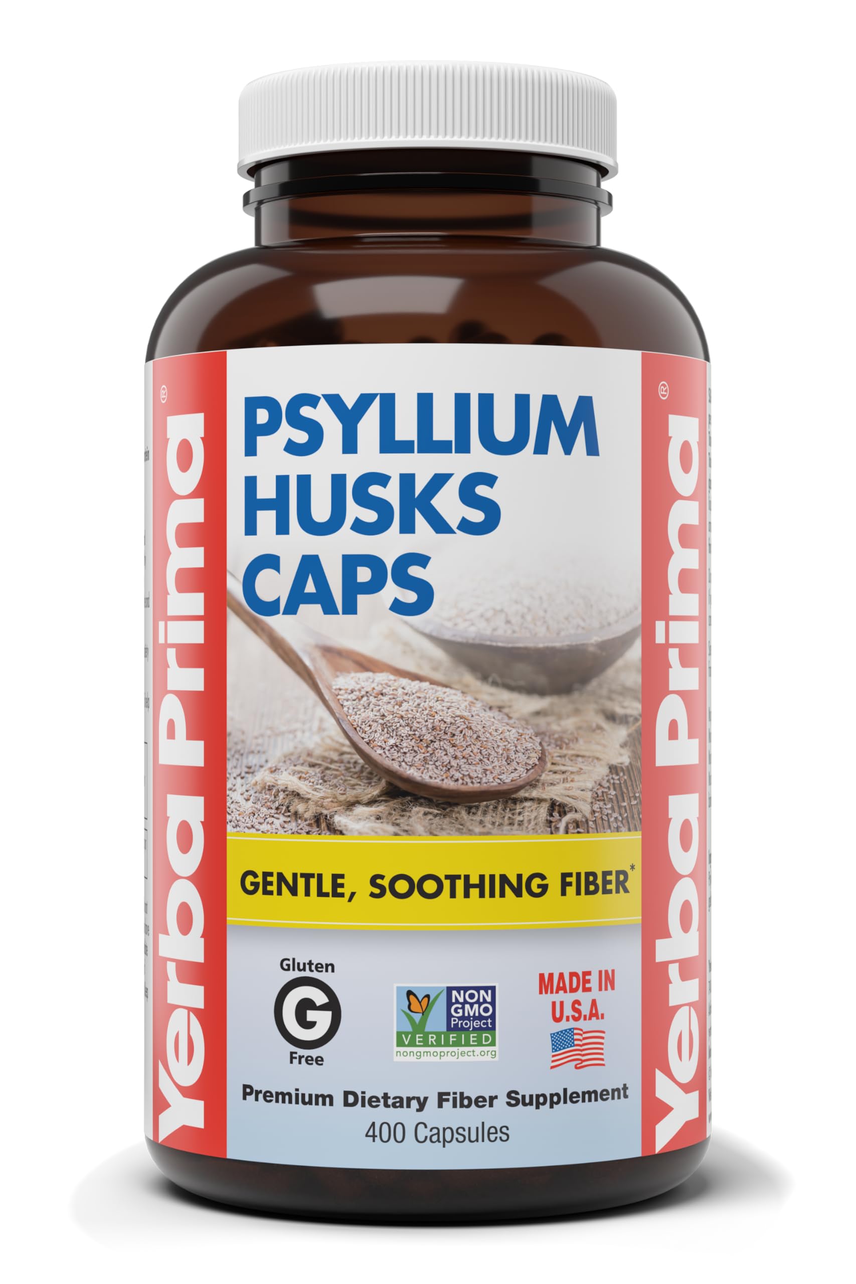 Yerba Prima Psyllium Husks Capsules — convenient daily fiber support for regularity.