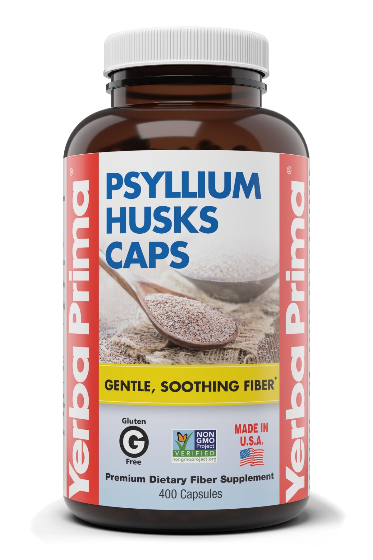 Yerba Prima Psyllium Husks Capsules — convenient daily fiber support for regularity.