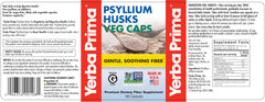 Yerba Prima Psyllium Husks Veg Caps bottle with branding for gut health support.