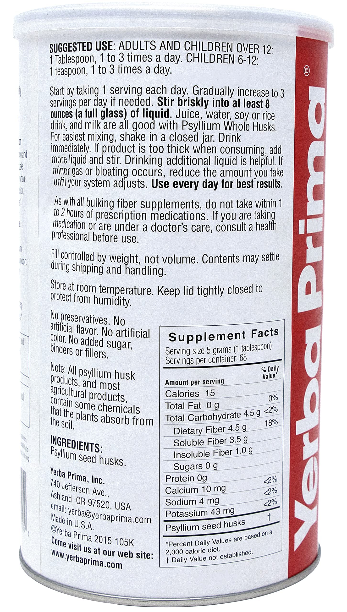 Yerba Prima Psyllium product displayed on shelf.