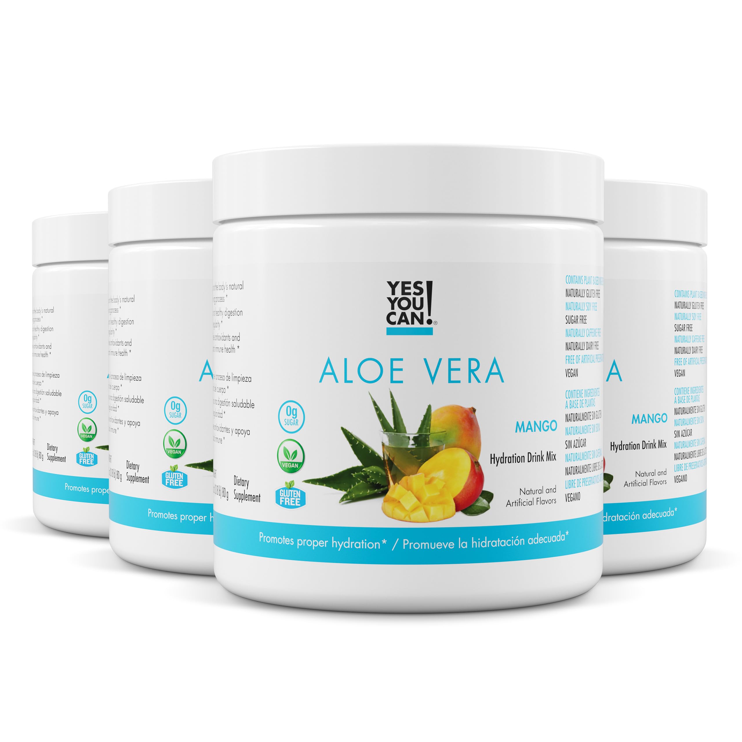 Yes You Can! Aloe Vera Mango drink in a glass for refreshing hydration