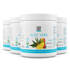 Yes You Can! Aloe Vera Mango drink in a glass for refreshing hydration
