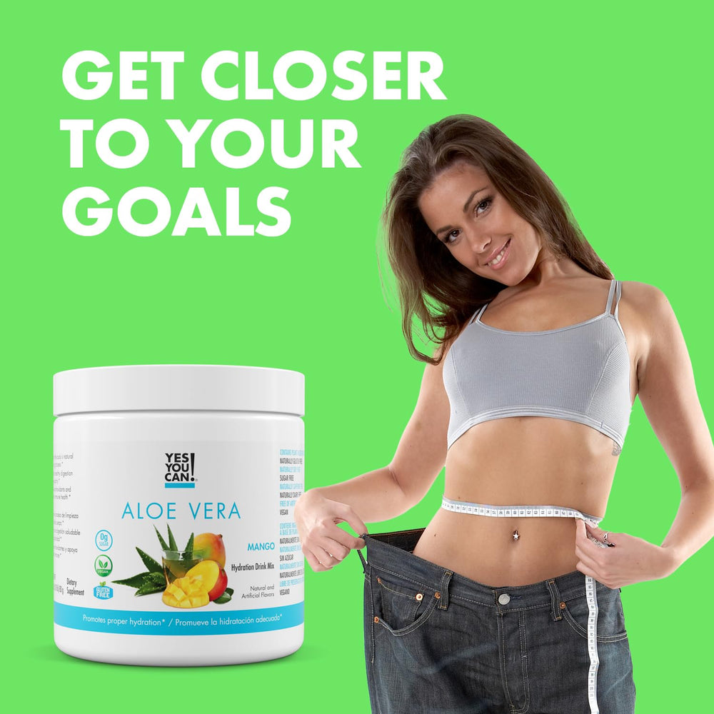 Yes You Can Aloe Vera powder packaging open with mango aroma and label visible.