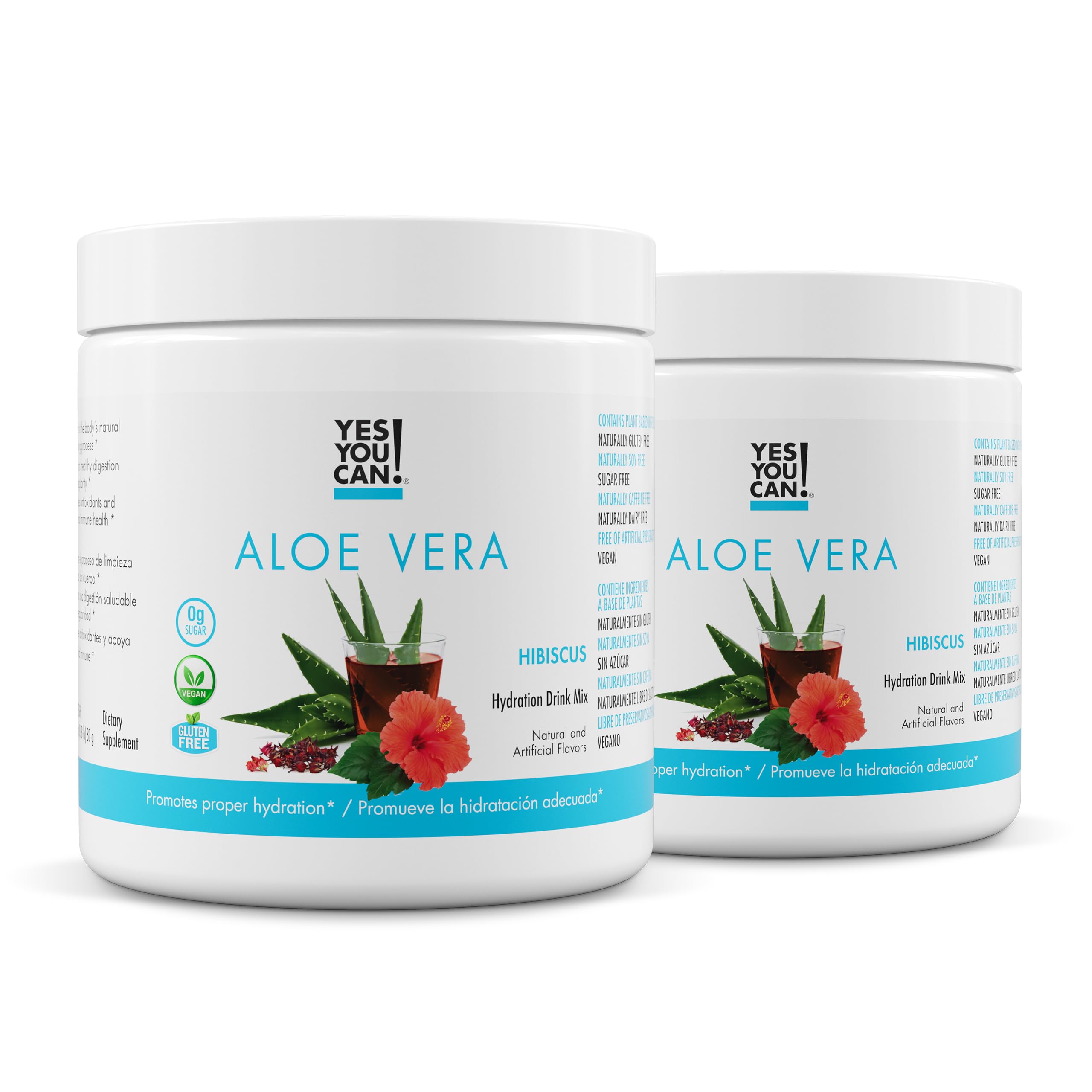 Yes You Can Aloe Vera Drink Mix bottle shows a hydration-boosting option