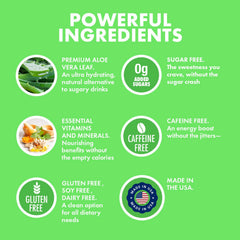 Yes You Can! Aloe Vera Powder Drink Mix ingredients panel highlighting no fillers and natural components