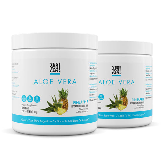 Yes You Can! Aloe Vera powder canister, pineapple flavor, hydration booster.