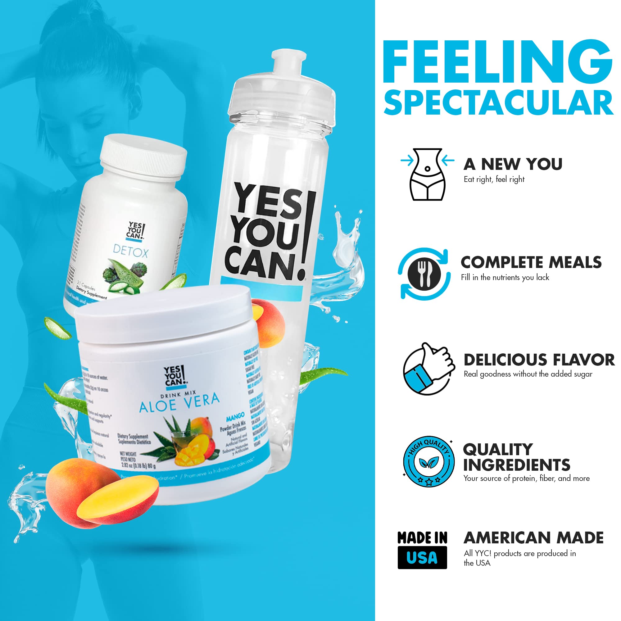 Yes You Can! Water Bottle shown for on-the-go hydration and easy shake preparation.