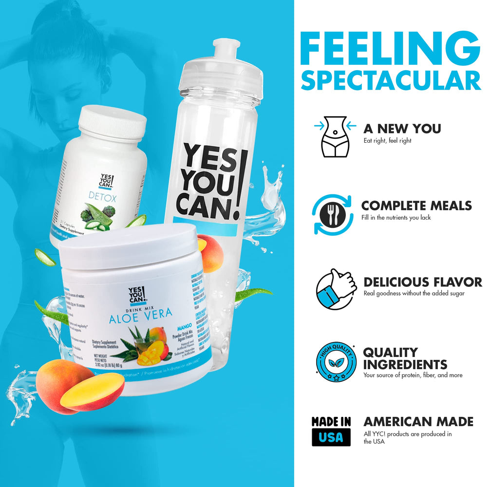 Yes You Can! Water Bottle shown for on-the-go hydration and easy shake preparation.