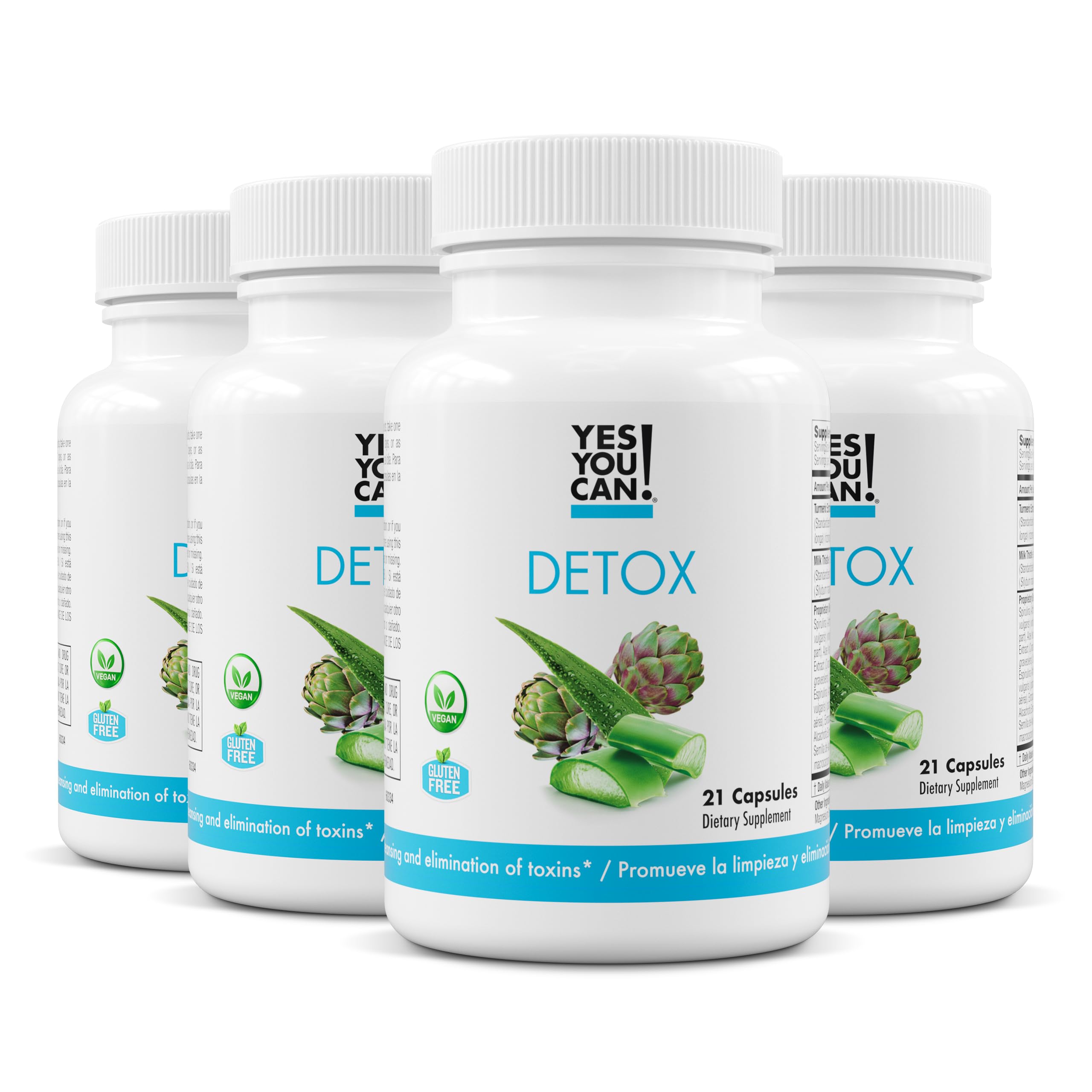 Yes You Can! detox pills bottle front view for convenient daily cleanse.
