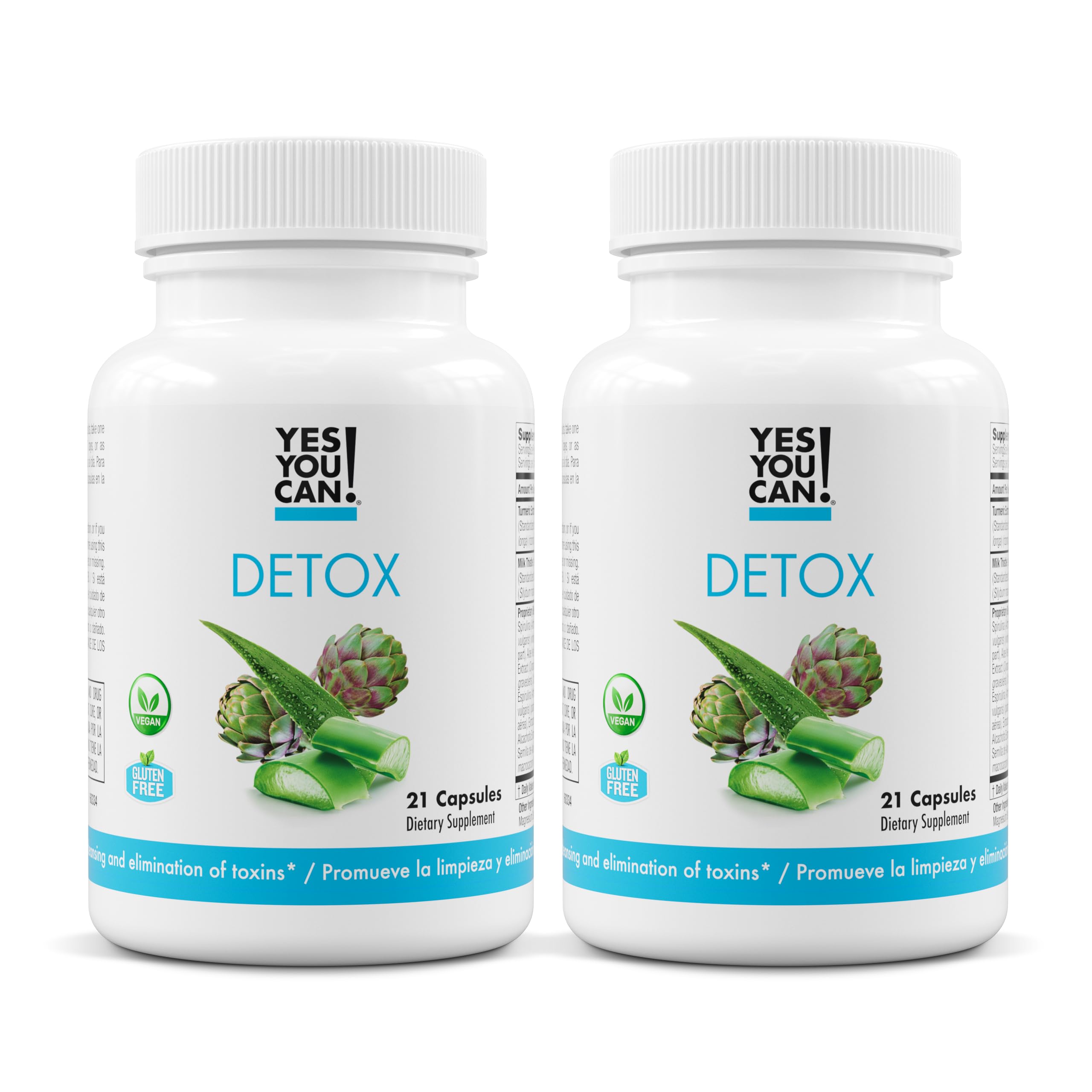 Yes You Can! detox pills bottle front view showing a convenient 2-pack option for daily use