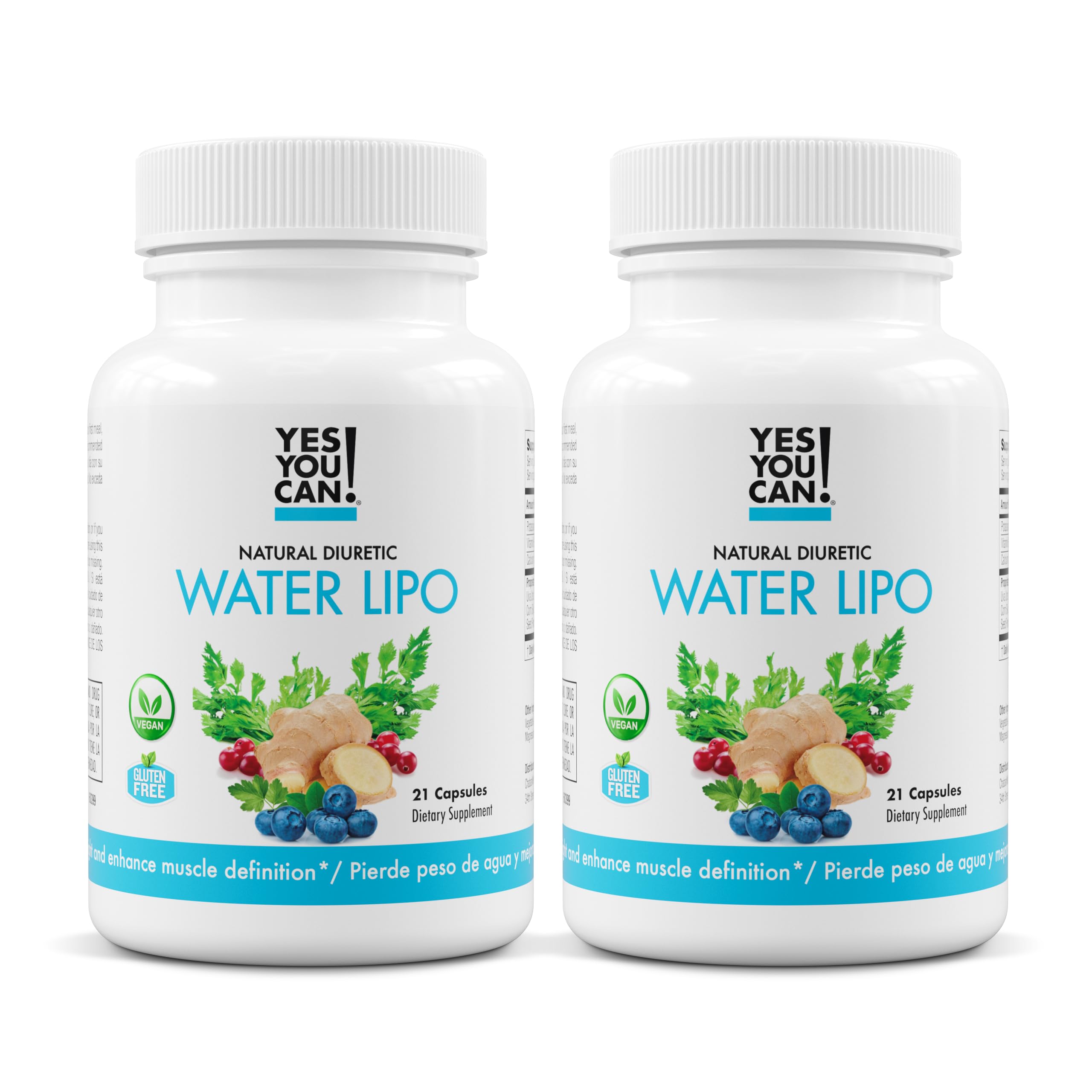 Yes You Can! natural water lipo bottle front demonstrates gluten-free diuretic cleanse.