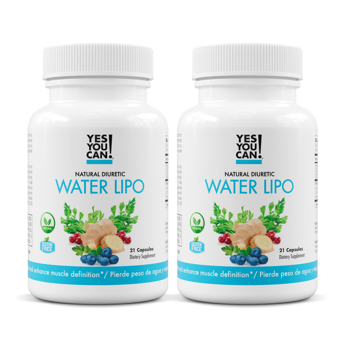 Yes You Can! natural water lipo bottle front demonstrates gluten-free diuretic cleanse.