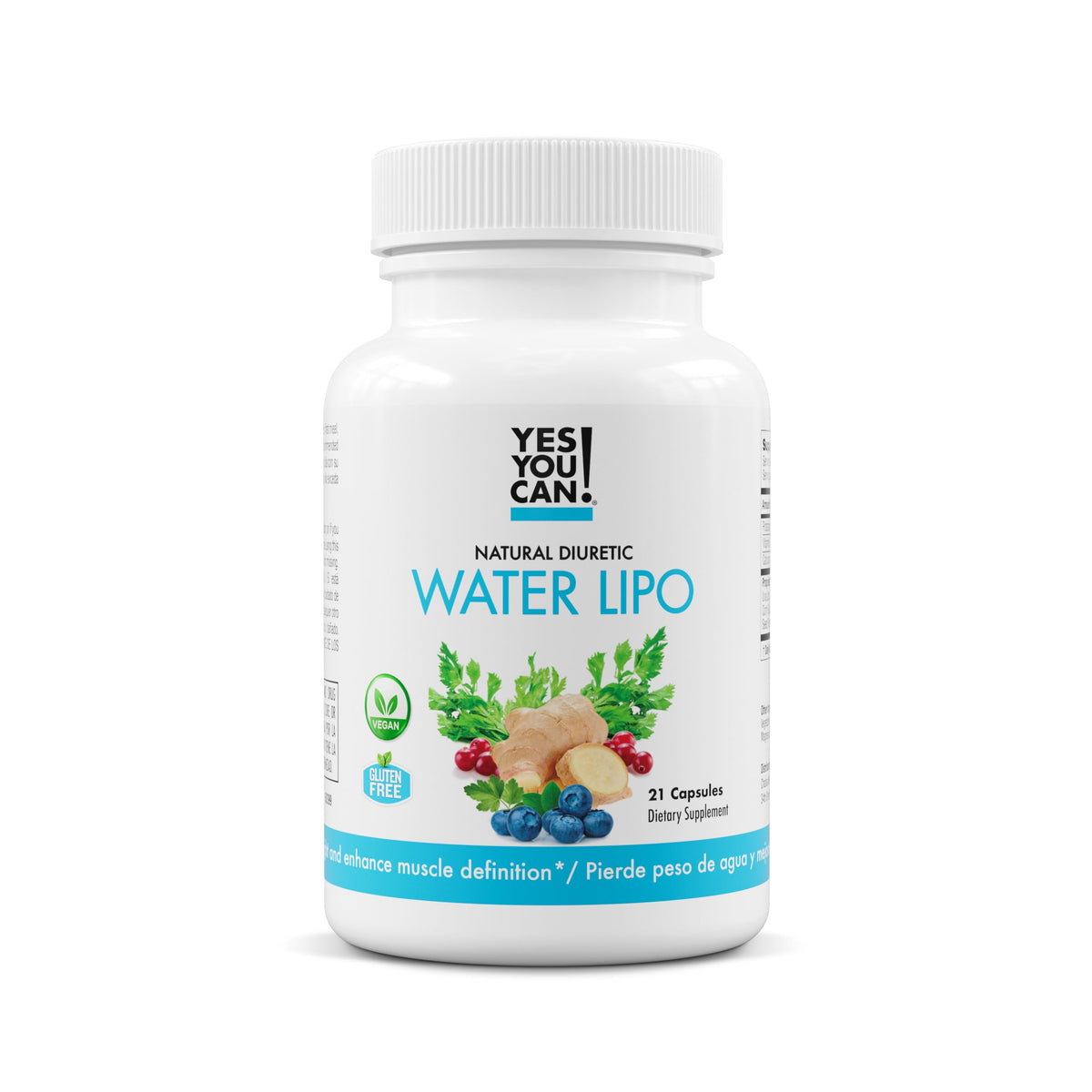 Yes You Can Water Lipo bottle displaying natural ingredients for gentle fluid support.