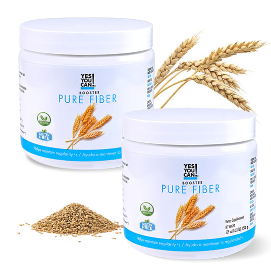 Yes You Can! Shake Booster Pure Fiber bottle showing convenient fiber boost for daily shakes.