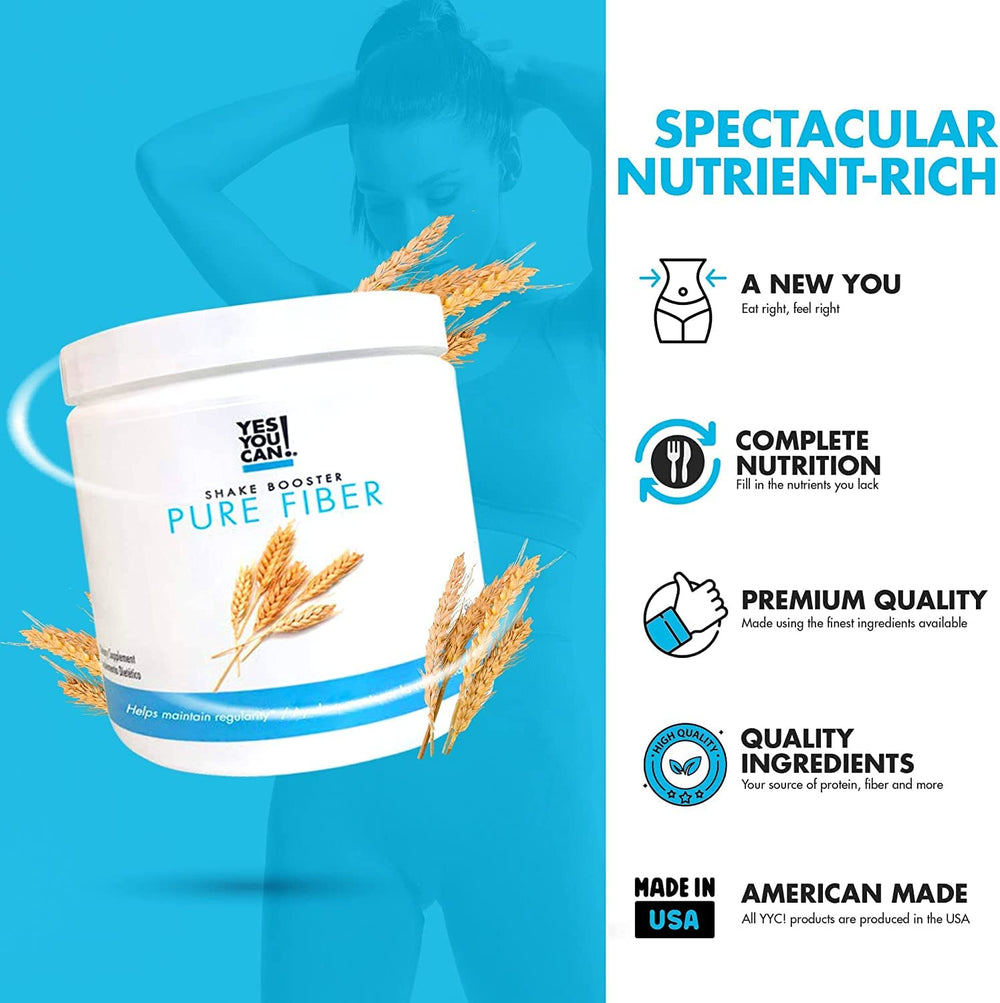 Yes You Can! Shake Booster Pure Fiber being poured into a glass for easy use.