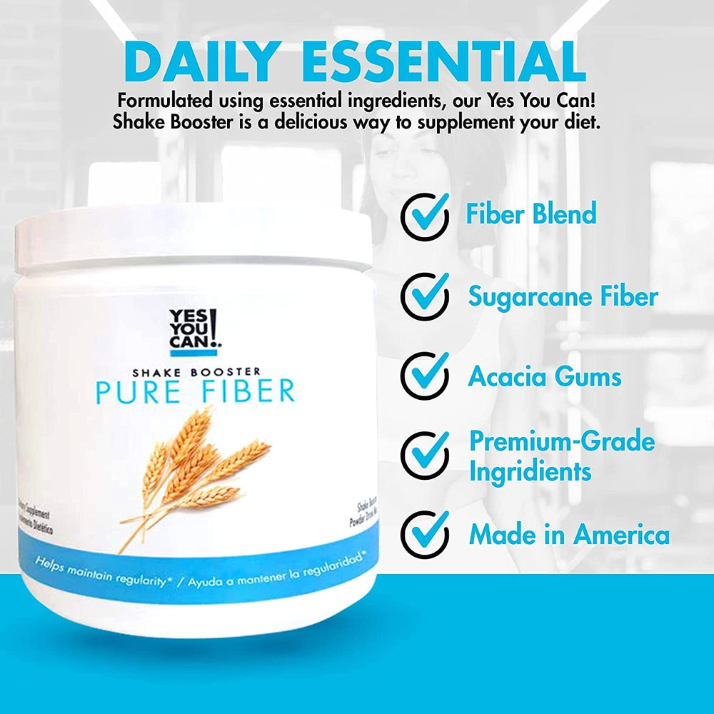 Yes You Can! Shake Booster Pure Fiber scoop ready to measure fiber into a shake.