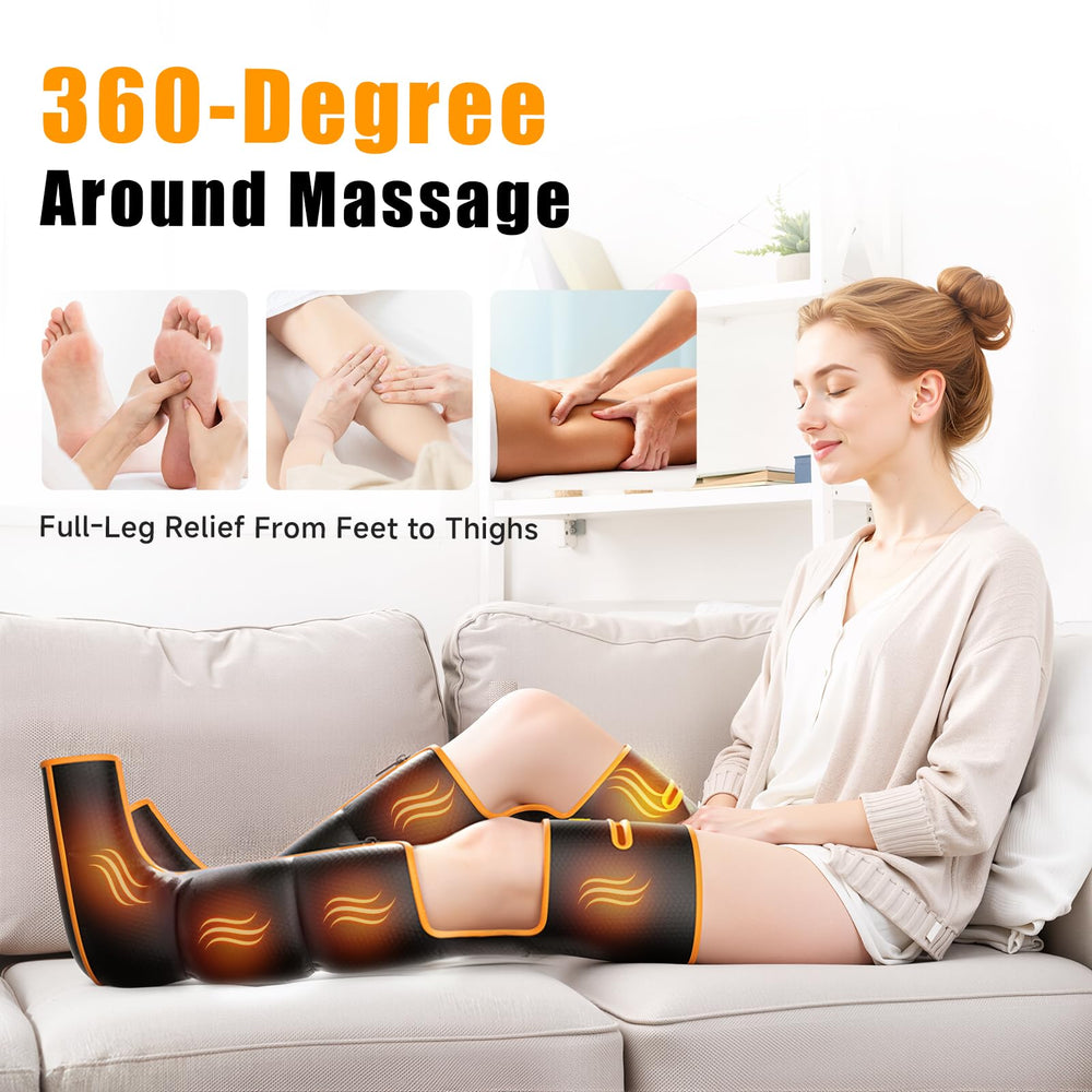 Yeskuyan leg massager airbags illustration highlighting eight airbags for even pressure