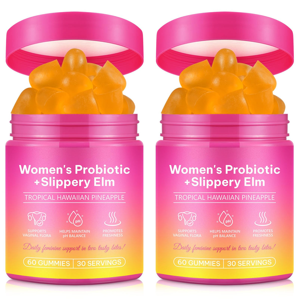 YHFGTTIO Vaginal Probiotics Gummies bottle showing packaging for convenient daily balance.