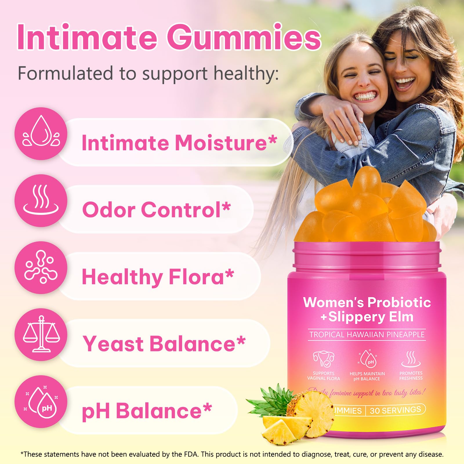 YHFGTTIO pineapple-flavored gummies suggesting a tasty daily routine.
