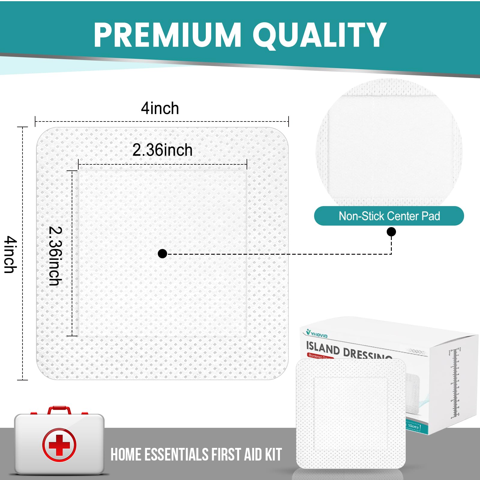 YHOVID gauze pad center nonstick eases painless removal.
