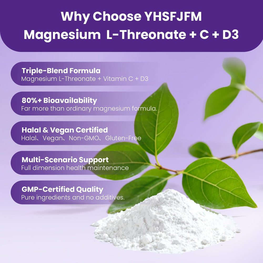 YHSFJFM Capsule close-up shows 180 mg magnesium per serving.
