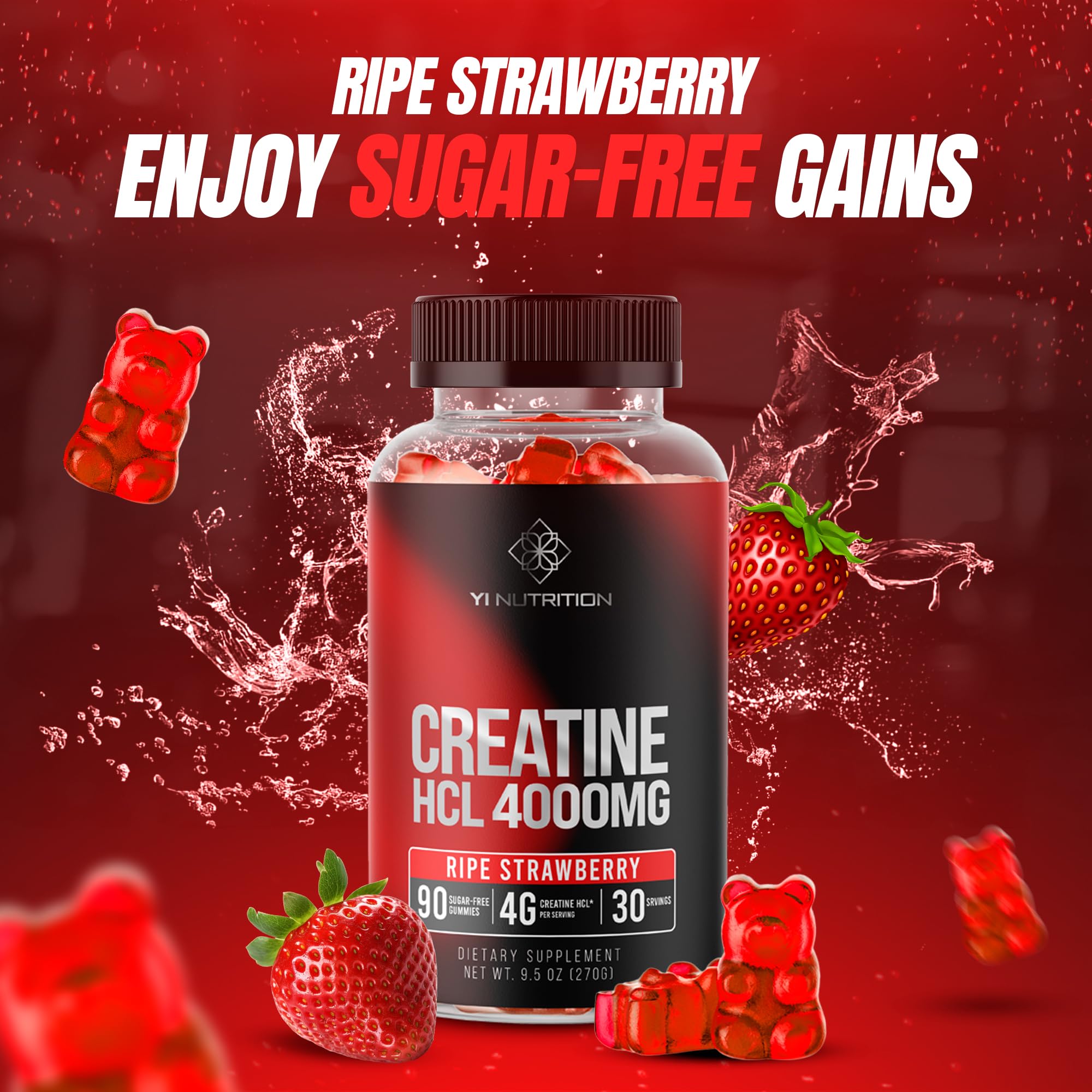 Yi Nutrition Creatine HCL Gummy open bottle cap ready to grab