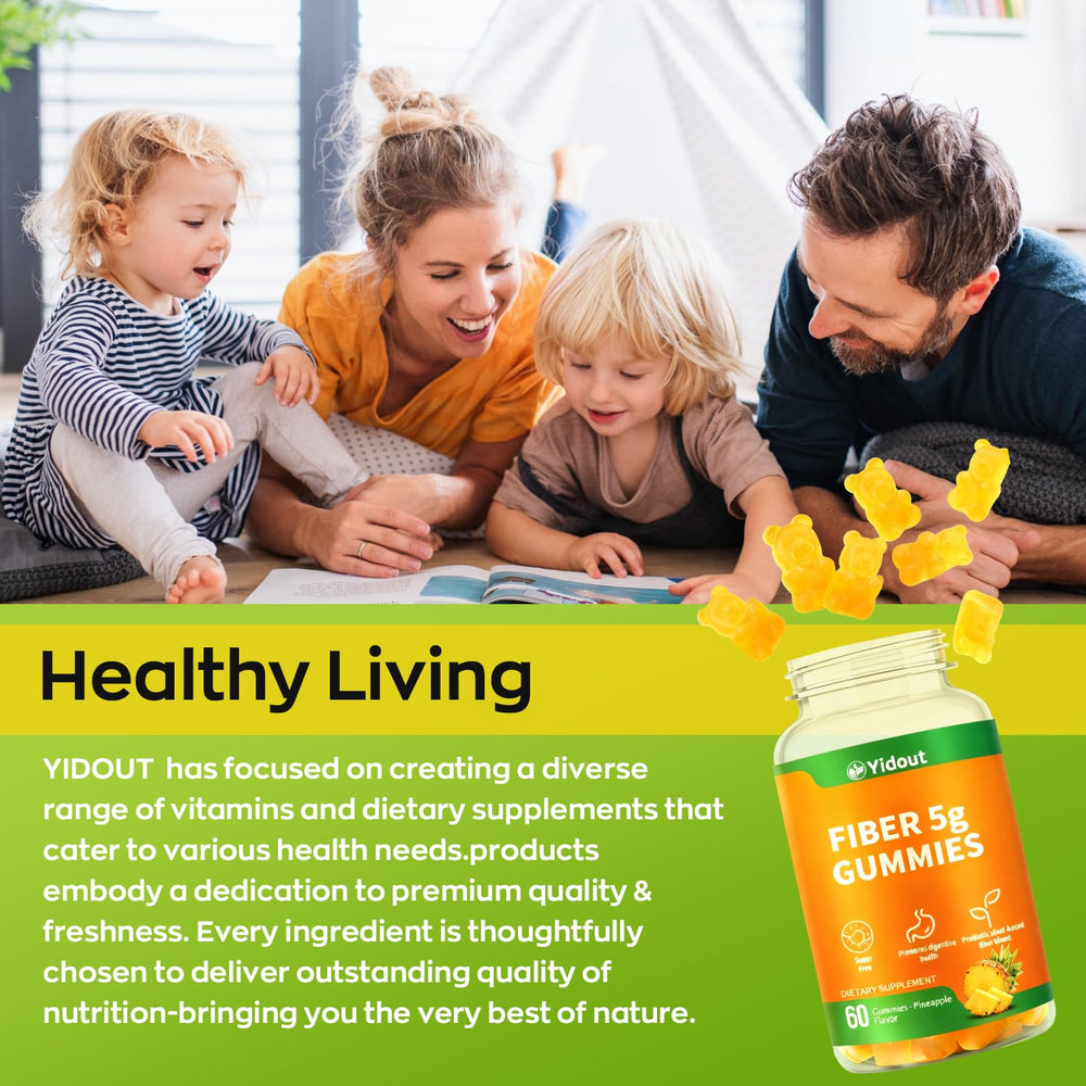 Yidout ingredients panel showcases prebiotic fiber and probiotic blend