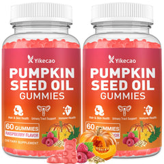 Yikecao pumpkin seed oil gummies bottle front, 2-pack for daily support