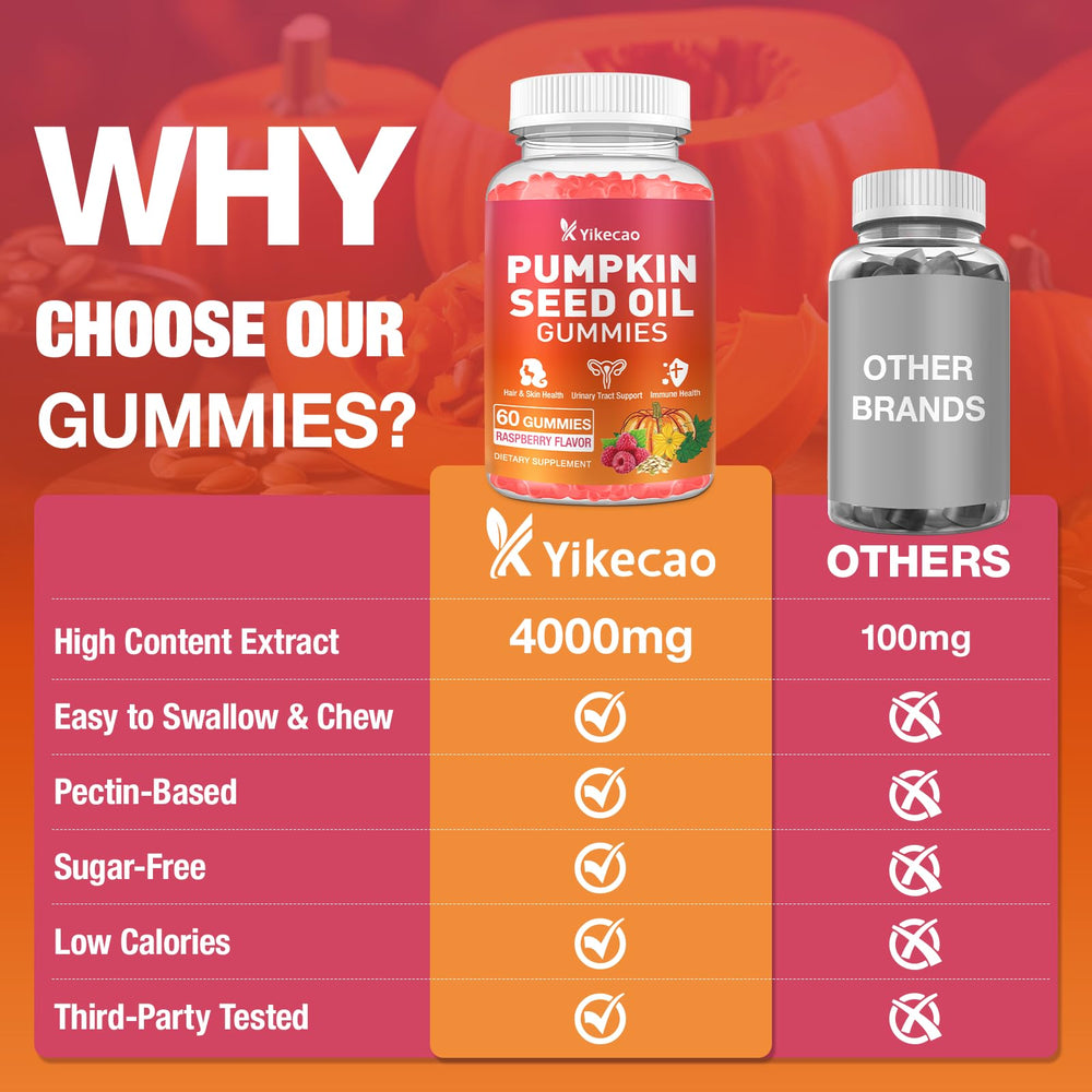 Yikecao ingredients label, non-GMO gluten-free vegan pumpkin seed oil formula